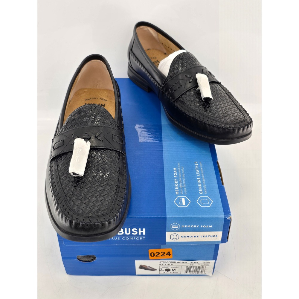 Nunn Bush Strafford Woven Loafers Mens 13 Black Leather Tassel Slip On -New